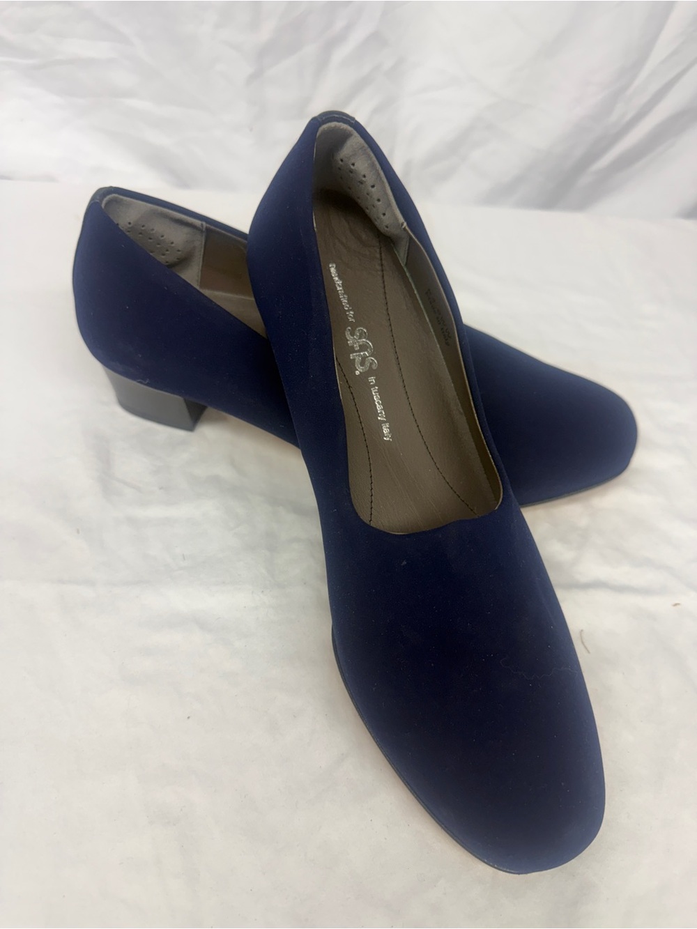 SAS Classic Navy Low Block Heel Pumps - Women's Comfort Dress Shoes